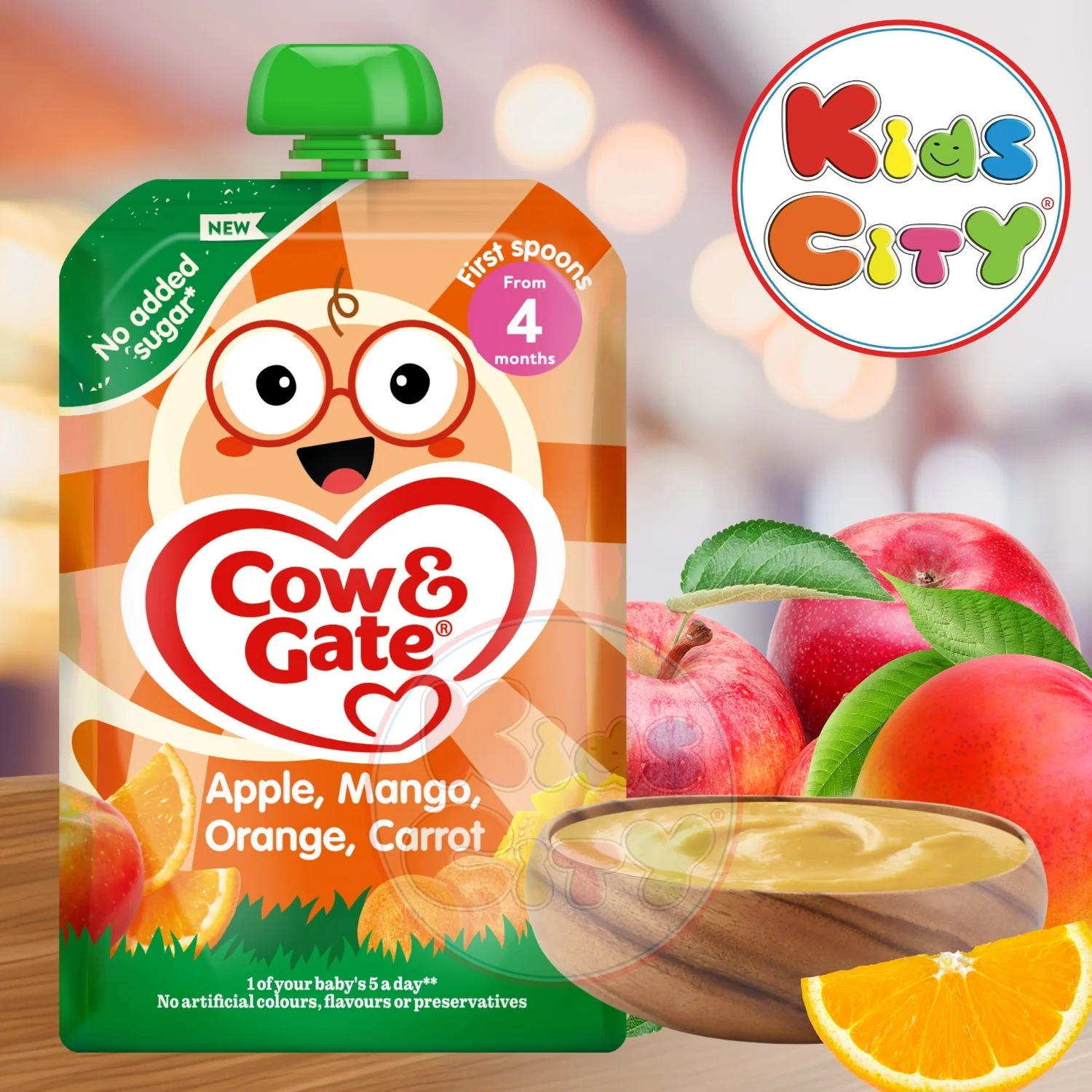 Cow & Gate Baby Food Pouch, Apple, Mango, Orange, Carrot (4m+) - 100g
