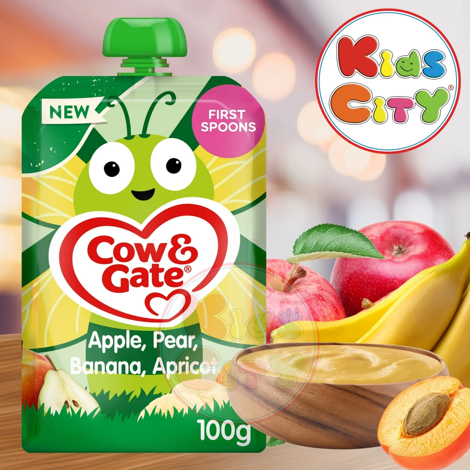 Cow & Gate Baby Food Pouch, Apple, Pear, Banana, Apricot (4m+) - 100g