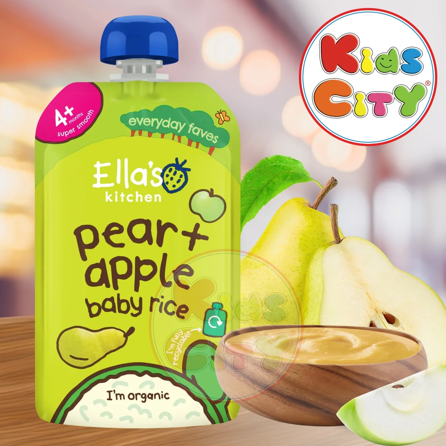 Ellas Kitchen Baby Food Pouch, Pear + Apple Baby Rice (Pack of 1)