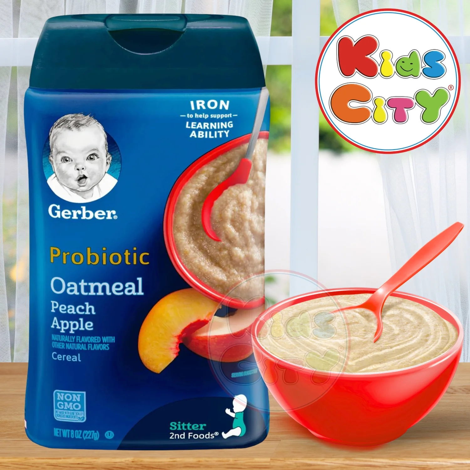 Gerber Cereal for Baby, Probiotic Oatmeal Peach Apple (8oz) (Pack of 1)