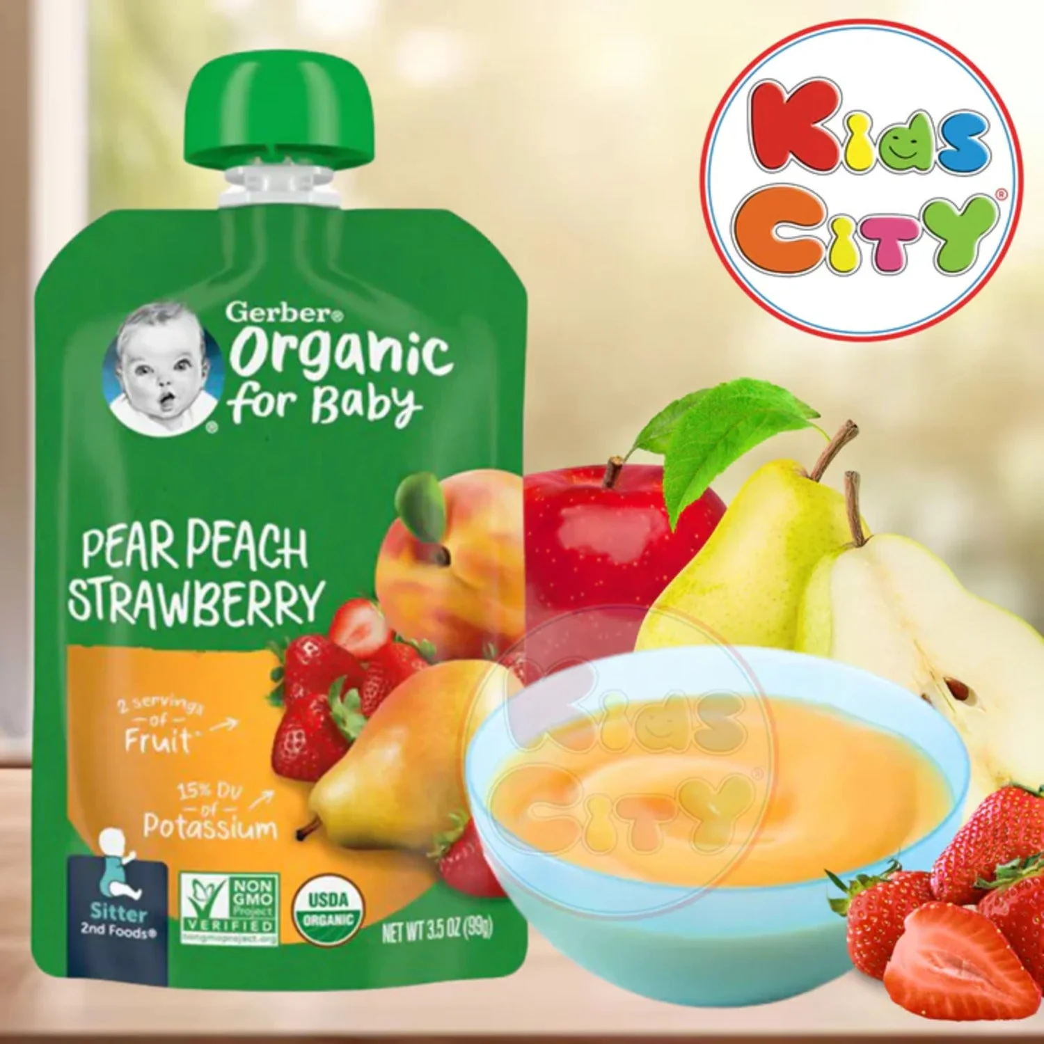 Gerber Organic for Baby, 2nd Foods, Pears, Peaches & Strawberries (Pack of 1)