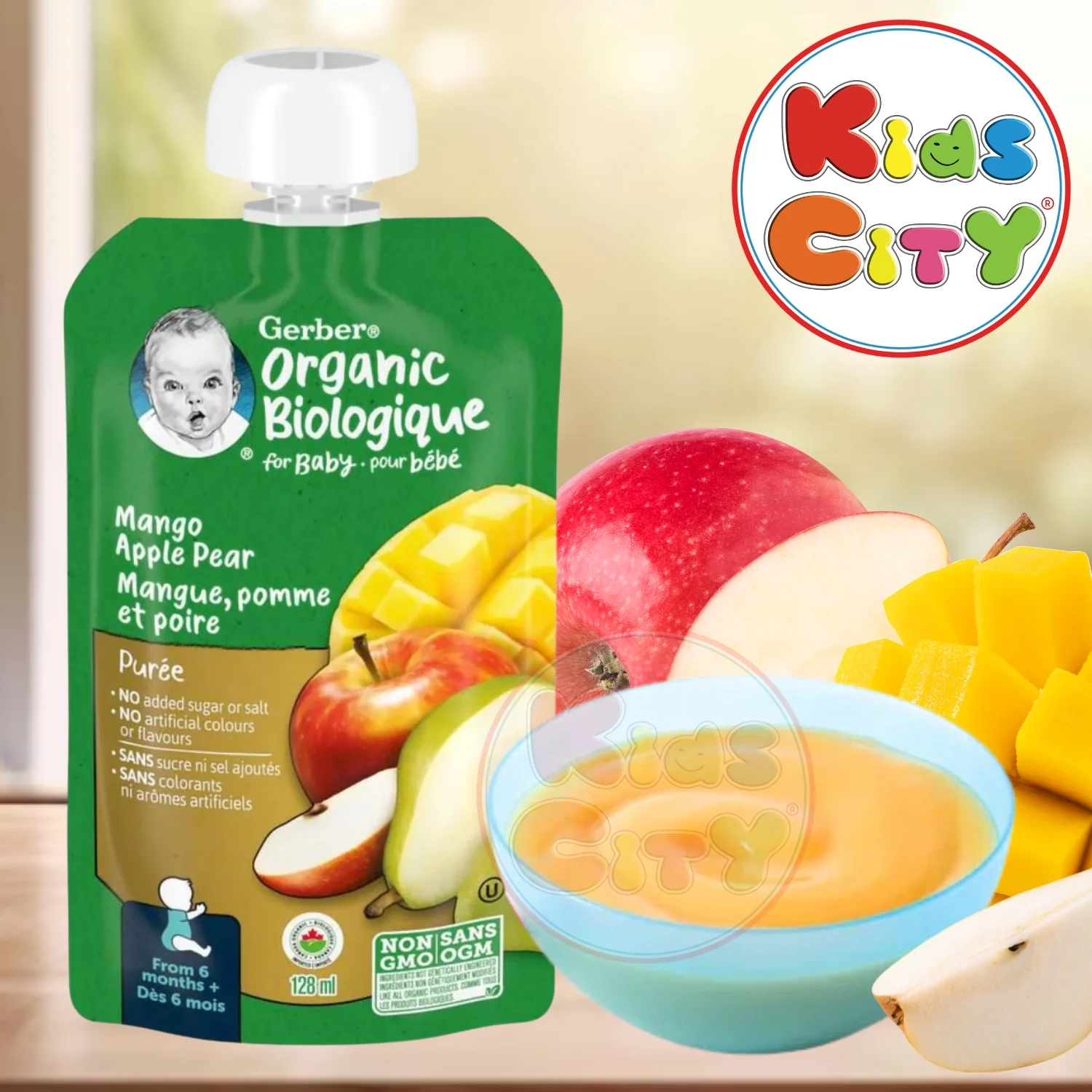 Gerber Organic Biologique for Baby, 2nd Foods, 128ml, Mango Apple Pear (Pack of 1)