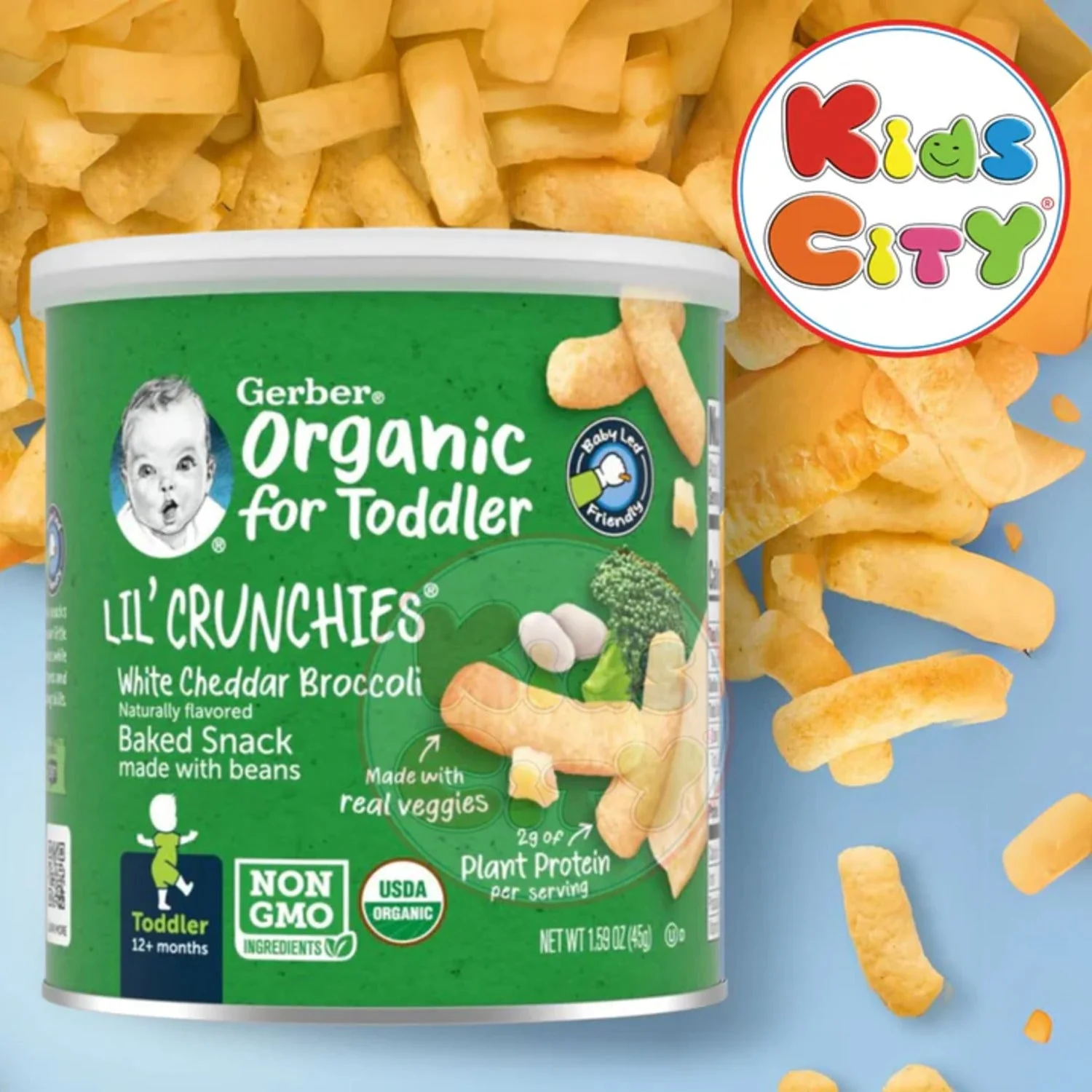 Gerber Organic Lil Crunchies White Cheddar Broccoli