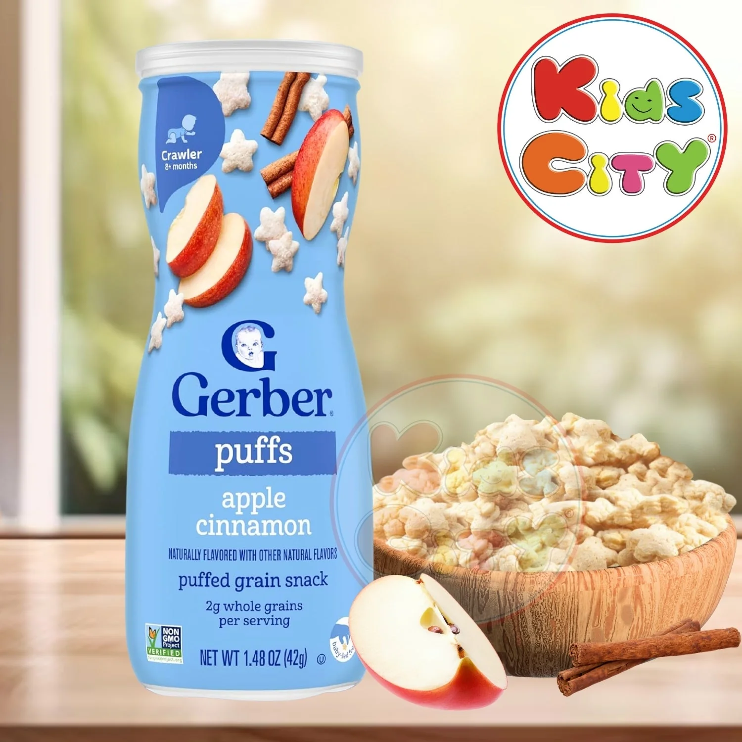 Gerber Snacks for Baby, Grain & Grow Puffs, Apple Cinnamon (Pack of 1)