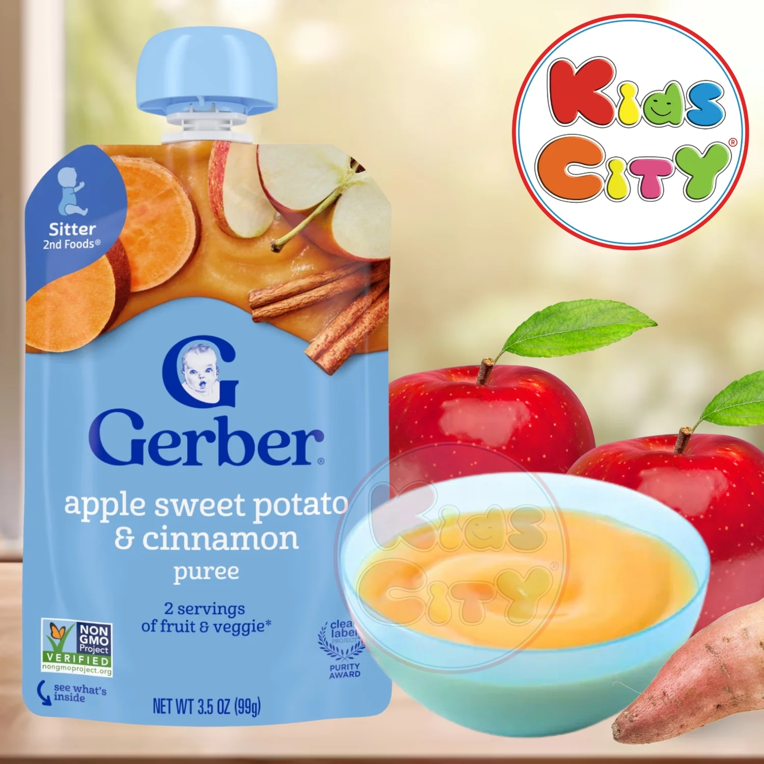 Gerber Natural, Apple Sweet Potato & Cinnamon, 99g (Pack of 1)