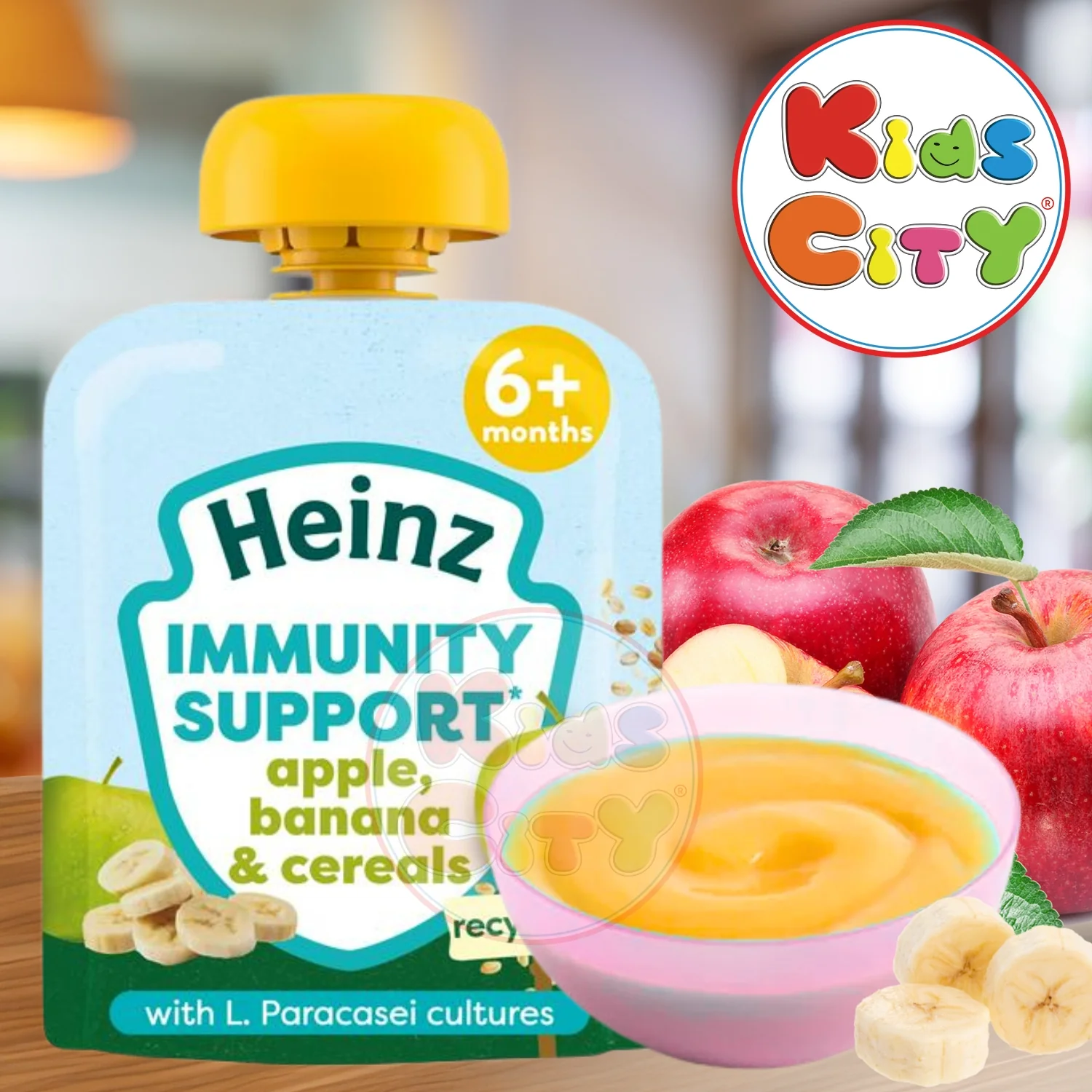 Heinz Baby Food Pouch, Immunity Support, Apple, Banana & Cereals (6m+) - 85g