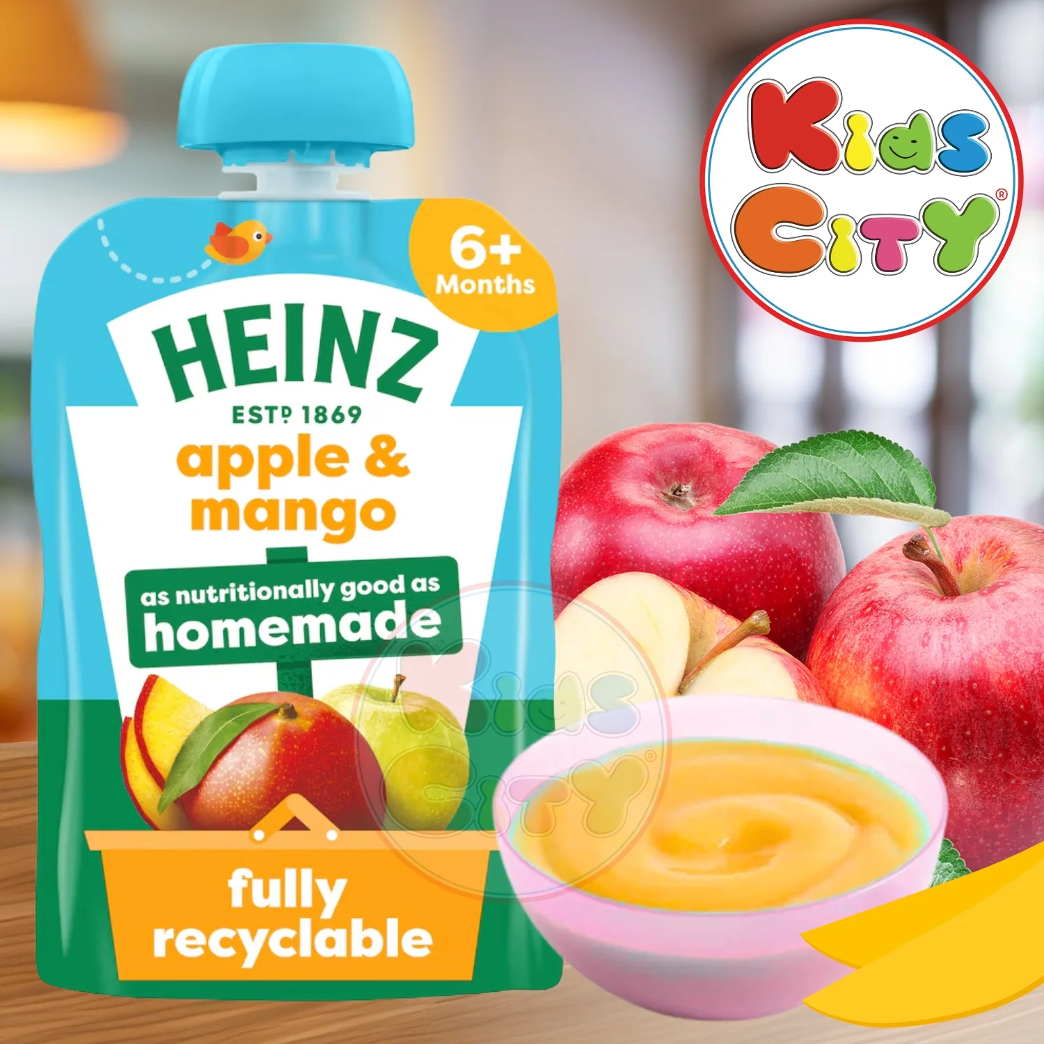 Heinz Baby Food Pouch, Apple & Mango Puree, 100g (Pack of 1)