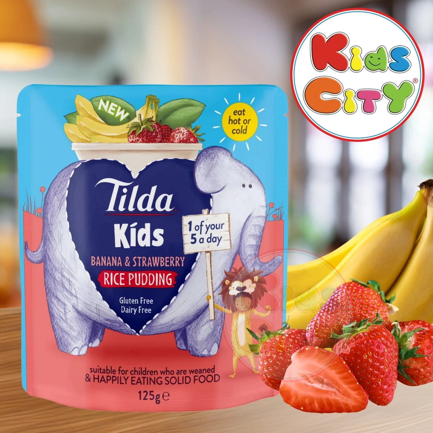 Tilda Kids Baby Food Pouch, Banana & Strawberry Rice Pudding - 125g
